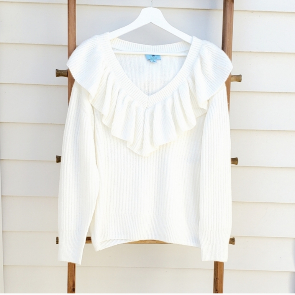 NEW! CeCe Vila Ruffle Knit Sweater - Picture 5 of 10